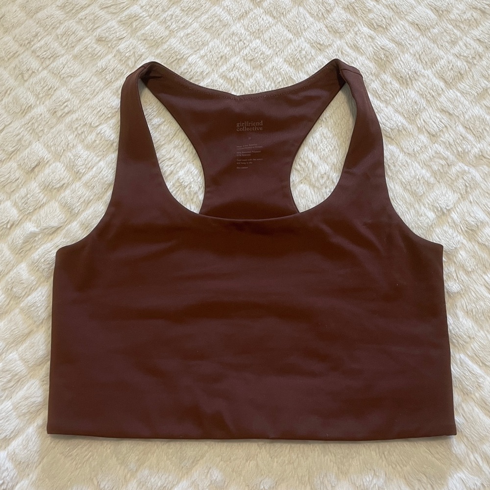 The Girlfriend Collective Earth Paloma Racerback Bra in Brown